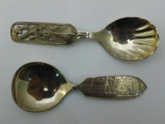 Two Scandinavian silver caddy spoons