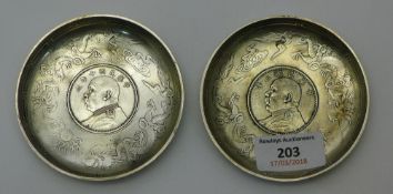 Two Chinese coin dishes