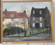 Bells Court, Cambridge, oil on board,