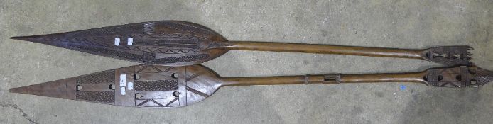 Two African paddle spears