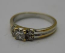 A white gold square diamond ring