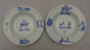 A pair of Copeland Spode blue and white children's dishes