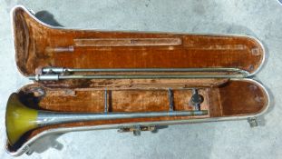 A cased Olds & Son Special trombone