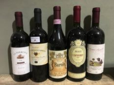 Five bottles of Italian Red, Terre Del Sole 97, La Torretta Osco 1998, Masi Campofiorin 2009,