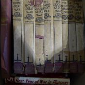 A quantity of volumes of The Second Great War, etc.