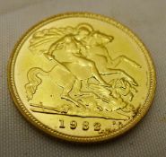 An uncirculated half 1982 sovereign