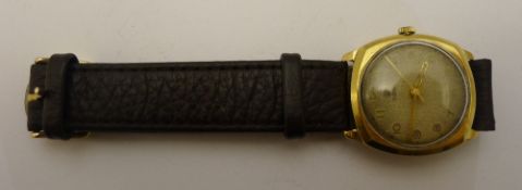 A 9 ct gold cased Tudor Rolex cushion shaped wristwatch,
