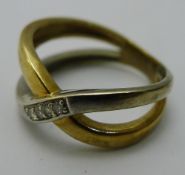 A bi-colour 9 ct gold and diamond ring