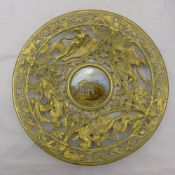 A Victorian pierced bronze dish,