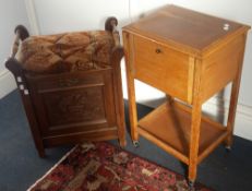 An Edwardian walnut music stool,