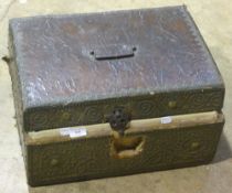 A 17th/18th century studded leather trunk
