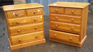 Two modern pine chest of drawers