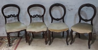 Two pairs of Victorian balloon back chairs