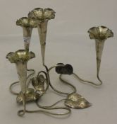 A silver plated four branch epergne