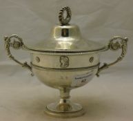 A 19th century French twin handled cup and cover