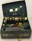 A Victorian fitted travelling case (including some silver)