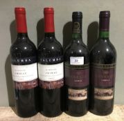 Hardy's Bankside Shiraz, 1997 & 1996, two bottles and Yalumba Barossa Shiraz, 2002,