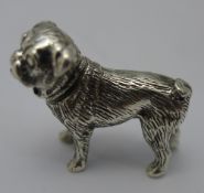 A silver model of a bulldog