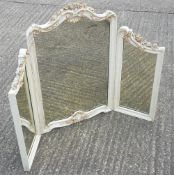 A triptych white painted dressing table mirror
