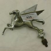 A plated car mascot formed as a winged horse