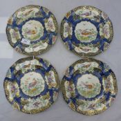 Four Booths cabinet plates and two Victorian fashion prints