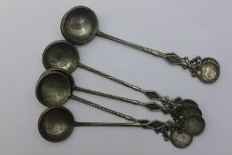 A set of six Chinese coin spoons