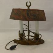 A French students lamp with hand painted marbled shade