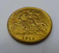 A 1913 gold half sovereign