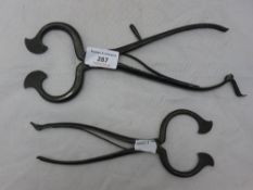 Two pairs of 19th century steel sugar nips