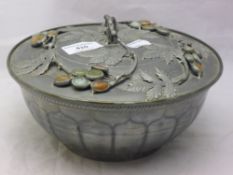 A Chinese pewter bowl and cover