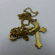 A small 9 ct gold cross and chain (2.