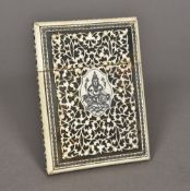 A late 19th century Indian ivory and tortoiseshell card case Of flattened rounded rectangular form,