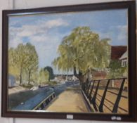 JANET FAIRWEATHER, Down by the River, Ely, oil on board,