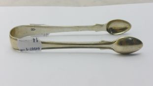 A pair of silver sugar tongs (60 grammes)