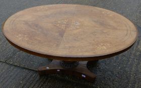 A Victorian inlaid walnut loo table