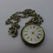 A Victorian silver fob watch and chain (83.