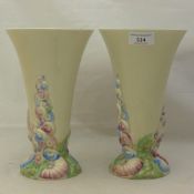 A pair of Clarice Cliff vases