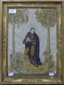 A 19th century beaded and silkwork picture of a religious figure