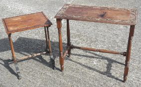 A rosewood side table and a carved side table