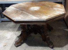A Victorian walnut octagonal centre table