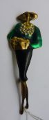 A vintage Art Deco paste set and enamelled figural brooch