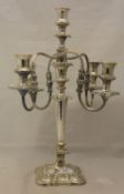 A Victorian silver plated candelabra