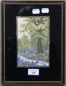 A small silk and woolwork picture, forest with blooms,