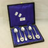 Six bright cut teaspoons by Hester Bateman of London (1785-1787),