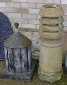 A chimney pot and flue/hood, originally from the Earl of Durham's Harraton House,