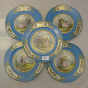 Five Sevres style cabinet plate