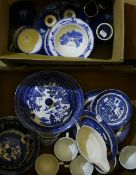 A quantity of blue and white ceramics, etc.