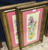 A pair of famed and glazed floral still lives