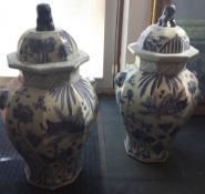 A pair of Chinese blue and white vases