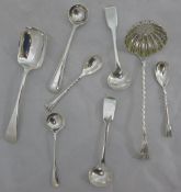 A small quantity of silver teaspoons, salt spoons, mustard spoons, etc.